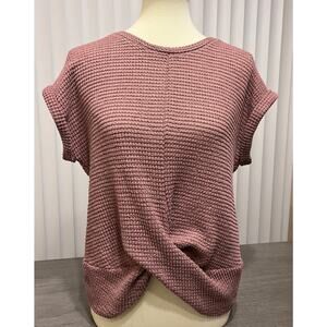 Women's Solid Batwing Sleeve Twist Hem Blouse